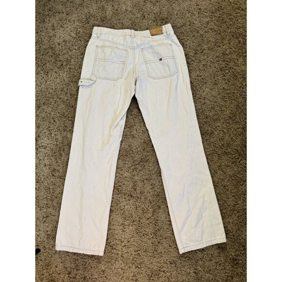 TOMMY HILFIGER Denim Pants Mid-Rise Vintage Carpenter Y2K Light Wash Sz 6 30x30 - Picture 2 of 15